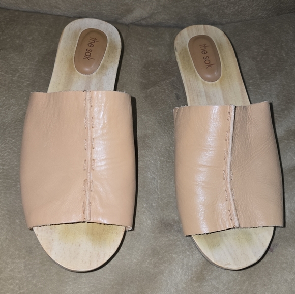 The Sak Ella Clog Sandals Leather Wooden Heel Size 9 *New - Picture 3 of 13